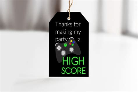 Gamer Party Theme Large Thank You T Tag Unlocked Level Etsy