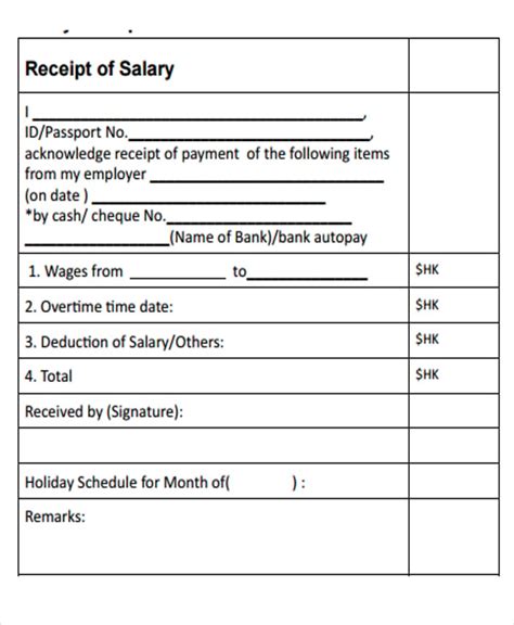 15 Salary Receipt Templates Free Sample Example Format Download