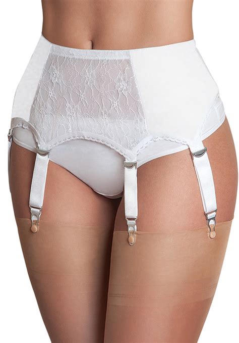6 Strap Suspender Lace Belt White Plus Size Bras