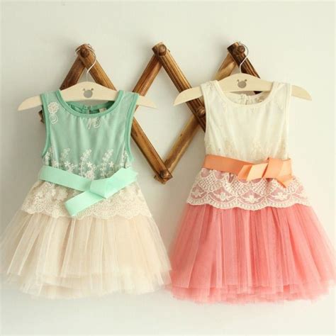 New Girls Embroidered Lace Gauze Bow Vest Dress Dresses Girl Prom
