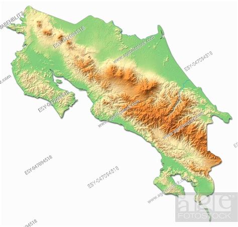 Relief Map Of Costa Rica With Shaded Relief Stock Photo Picture And