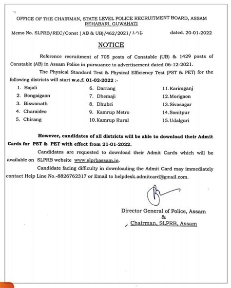 Assam Police Constable Admit Card Ab Ub Constable Posts