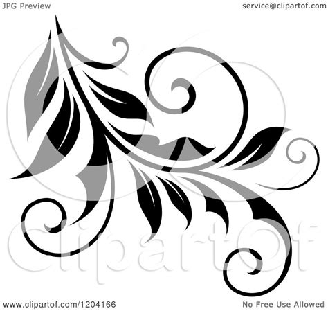 Clipart Of A Black And White Flourish Design 6 Royalty Free Vector