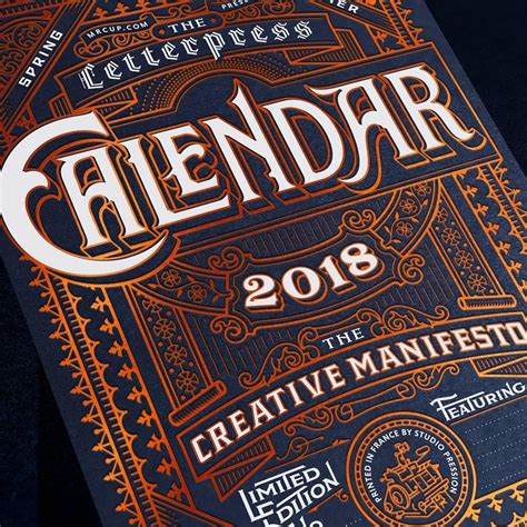 2018 Letterpress Calendar Deluxe Edition Letterpress Calendar