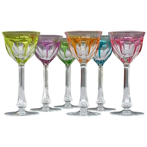 Set Of Six Moser Crystal Cut Wine Glasses Stemware Saint Louis Baccarat Style For Sale At 1stdibs