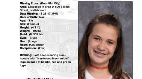 Bountiful Police Looking For Missing 13 Year Old Girl