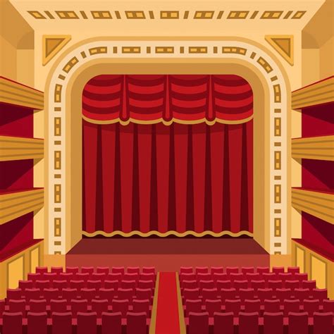 El escenario del teatro con el entretenimiento de las cortinas pone de relieve la ilustración