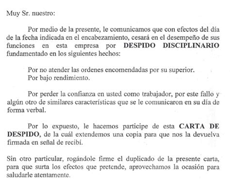 Despido Disciplinario Por Bajo Rendimiento Laboroteca