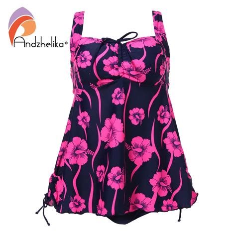 Andzhelika Bikini Plus Size Swimwear 2021 New Women Sexy Print Flower Dress Swimsuit Two Piece