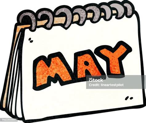 Kalender Kartun Doodle Memperlihatkan Bulan Mei Ilustrasi Stok Unduh