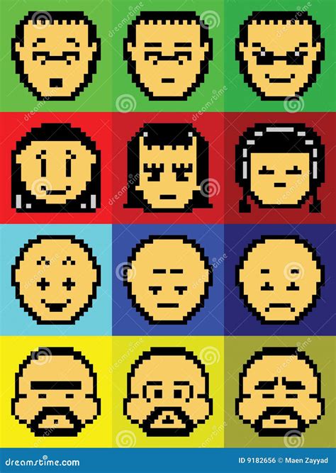 Pixel Faces Stock Illustration Illustration Of Face Games 9182656