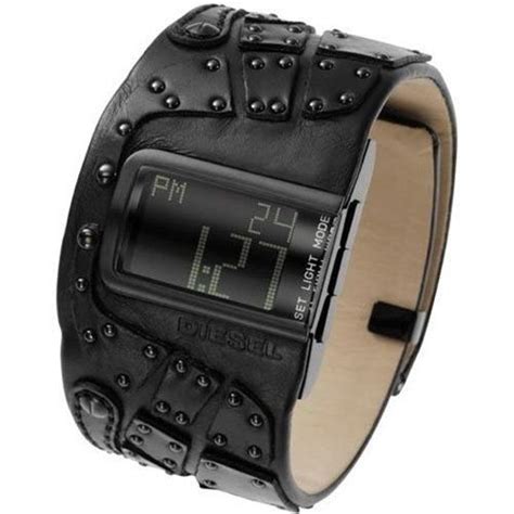 Diesel Mens Dz7066 Black Leather Quartz Watch With Black Dial Diesel