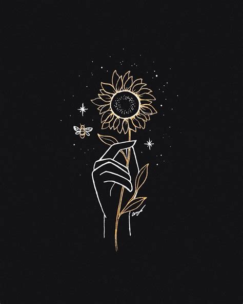 Aesthetic Sunflower Wallpaper Black Background Imagesee