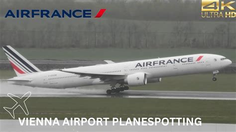 Air France Boeing 777 300 Take Off In Heavy Rainfall At Vie 4k