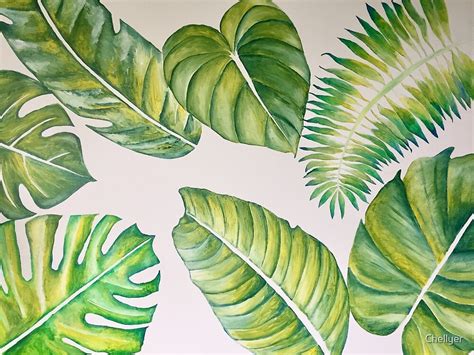 Acrylic Painting Of Tropical Leaves By Chellyer Redbubble