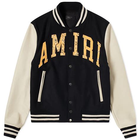 Amiri Vintage Applique Varsity Jacket Black End Us