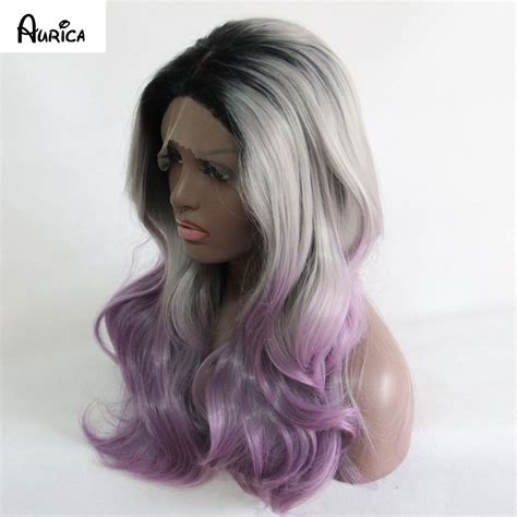 Ombre Grey Bodywave Synthetic Lace Front Wig Lace Front Wigs Silver