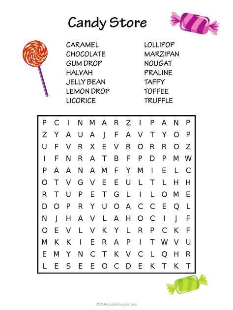 Candy Bars Word Search Puzzle Worksheet Activity Candy List