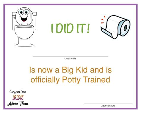 A Certificate With A Cartoon Toilet And Roll Of Toilet Paper On The