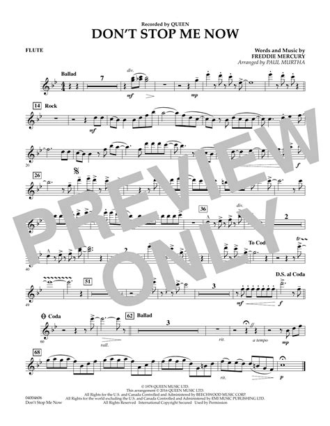 don t stop me now flute sheet music paul murtha concert band