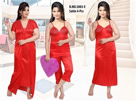 Ladies Red Satin Nightgown Set At Rs 190set Satin Night Dress For Women In Jaipur Id
