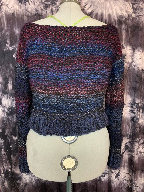 Handmade Chunky Knit Sweater Multicolor Sweater Striped Etsy Uk