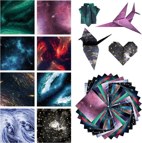 Paperkiddo 96 Sheets Origami Paper 8 Different Starry Space