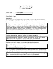 Experimental Design Worksheet 2 - Experimental Design ...