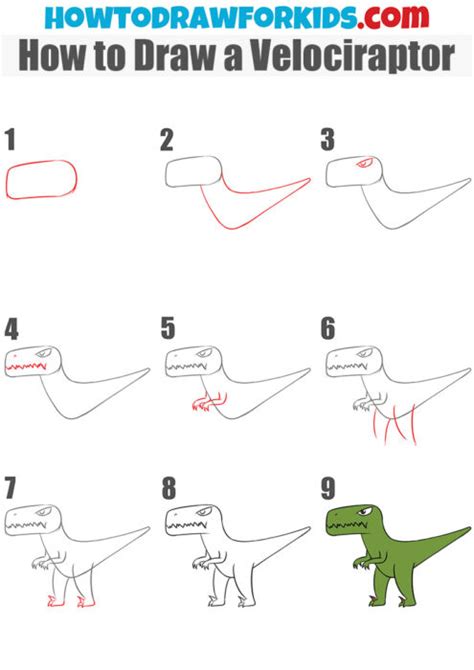 How To Draw A Velociraptor For Kids Easy Drawing Tutorial For Kids