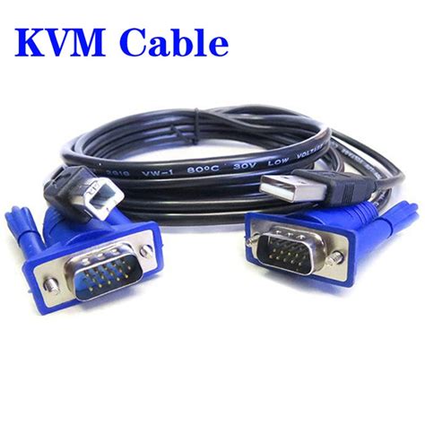 15m Usb Kvm Switch Cable 2 In 1 Type A To B 4pin Standard Vga Svga