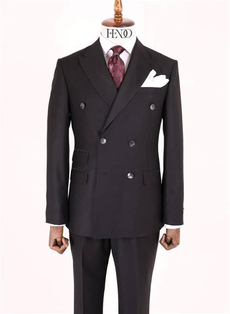 Black Double Breasted Suit Fendo Store