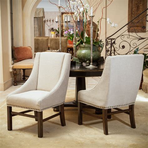 Caden Contemporary Fabric Upholstered Dining Chairs Set Of 2 Natural