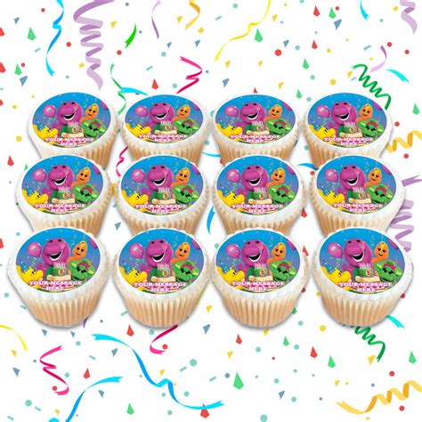 Barney Edible Cupcake Toppers 12 Images Cake Image Icing Sugar Sheet