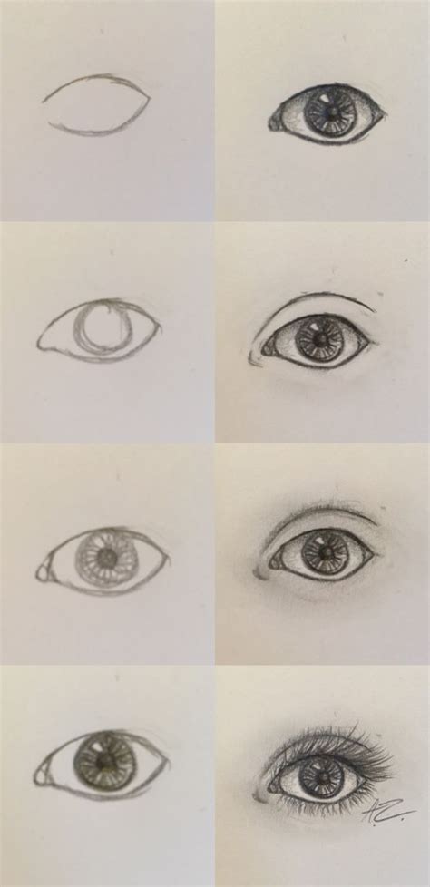 Step By Step Drawing Easy Eyes Rectangle Circle