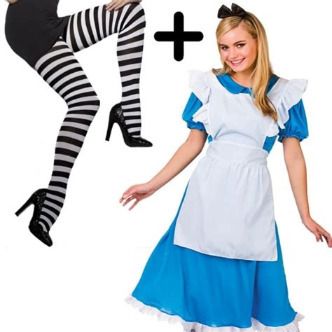 ~ storybook alice adult costume set 1 costume striped tights costume sets from a2z fancy