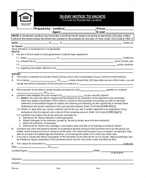 The texas eviction process begins with serving the tenant an eviction notice called a texas notice to vacate. 30 Day Notice To Landlord Sample Letter Pdf | Letter Template