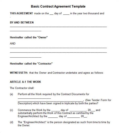 Free Sample Contractual Agreement Templates In Pdf Ms Word