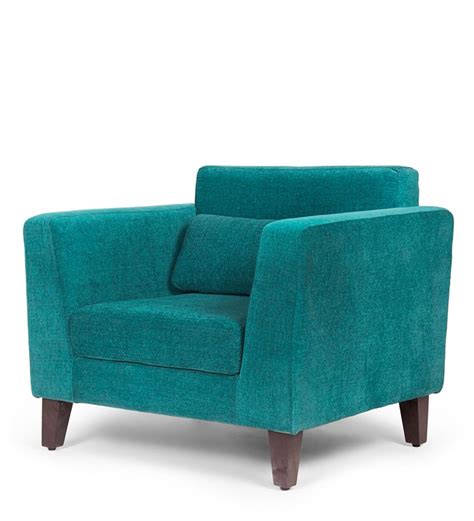 Buy Snoozepro Fabric 1 Seater Sofa In Malibu Green Colour By Wakefit