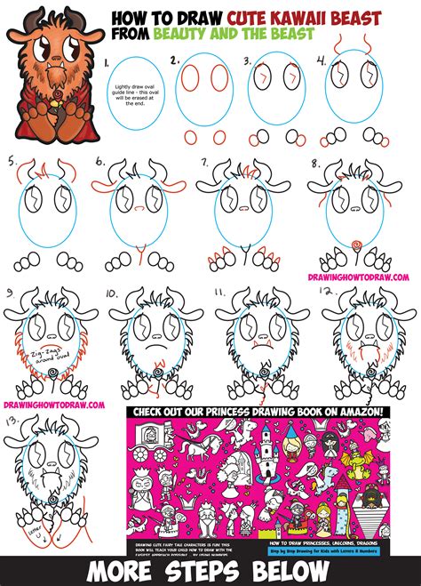 How To Draw Cute Kawaii Chibi Beast From Beauty And The Beast Easy
