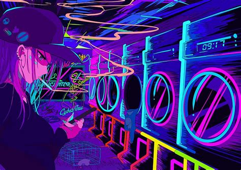 Anime Cyberpunk Synthwave Original Smoking Laundry Hd Wallpaper