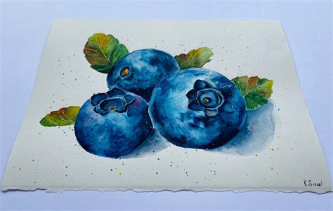 Blueberries Painting Original Art Blueberry Painting Fruit Art Etsy