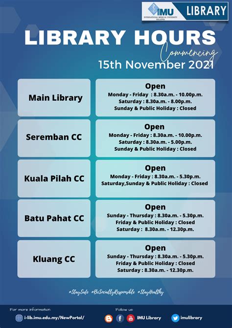 opening hour: IMU Library YouTube Channel