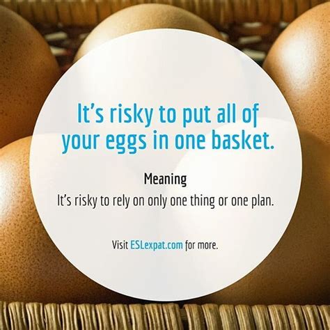 Idiom To Put All Of Your Eggs In One Basket Idioms Esl Efl Elt