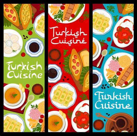 Turkish Cuisine Restaurant Food Vector Banners Stock Vector