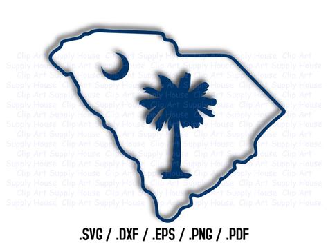 South Carolina Svg State Outline State Decor Palm Tree Svg