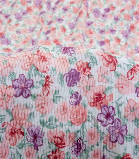 Baby Pinkpurplewhite Ditsy Floral Ribbed Knit 4x2 Olgas Closet