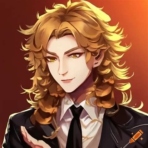 Anime Male Character With Long Golden Hair And Golden Brown Eyes On Craiyon