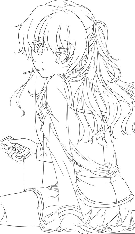 Anime Girl Action Poses Sketch Coloring Page
