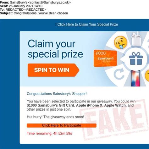 Sainsburys Shopping Warning Dont Trust This ‘free T Card Email