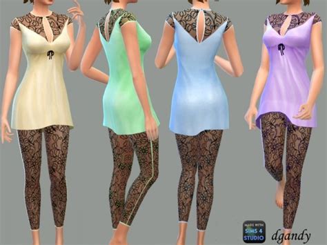 The Sims Resource Silk And Lace Pajamas By Dgandy • Sims 4 Downloads
